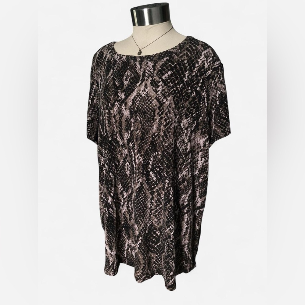 Maurice’s Snake print Scoop Neck Blouse Black And Brown Women’s Size XL